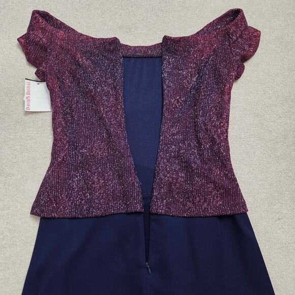 NWT David's Bridal 4 Off Shoulder Formal Evening Gala Sparkle Maxi Gown Dress - Picture 6 of 16